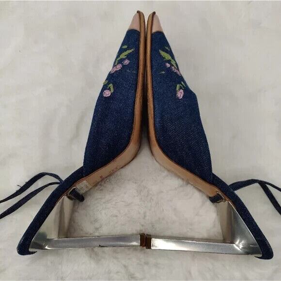 Vintage Denim Pink wrap up pumps sz 7 N - Picture 4 of 9